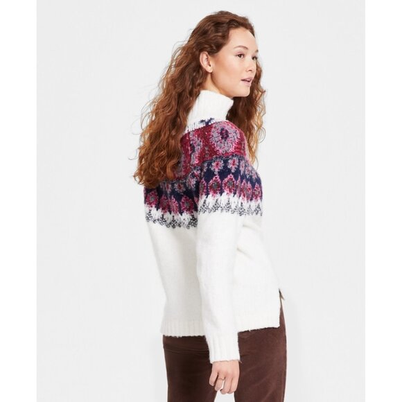 Lucky Brand Women Fairisle Mock-Neck Long-Sleeve Sweater Ivory Size XXL MSRP$99 - Picture 3 of 3